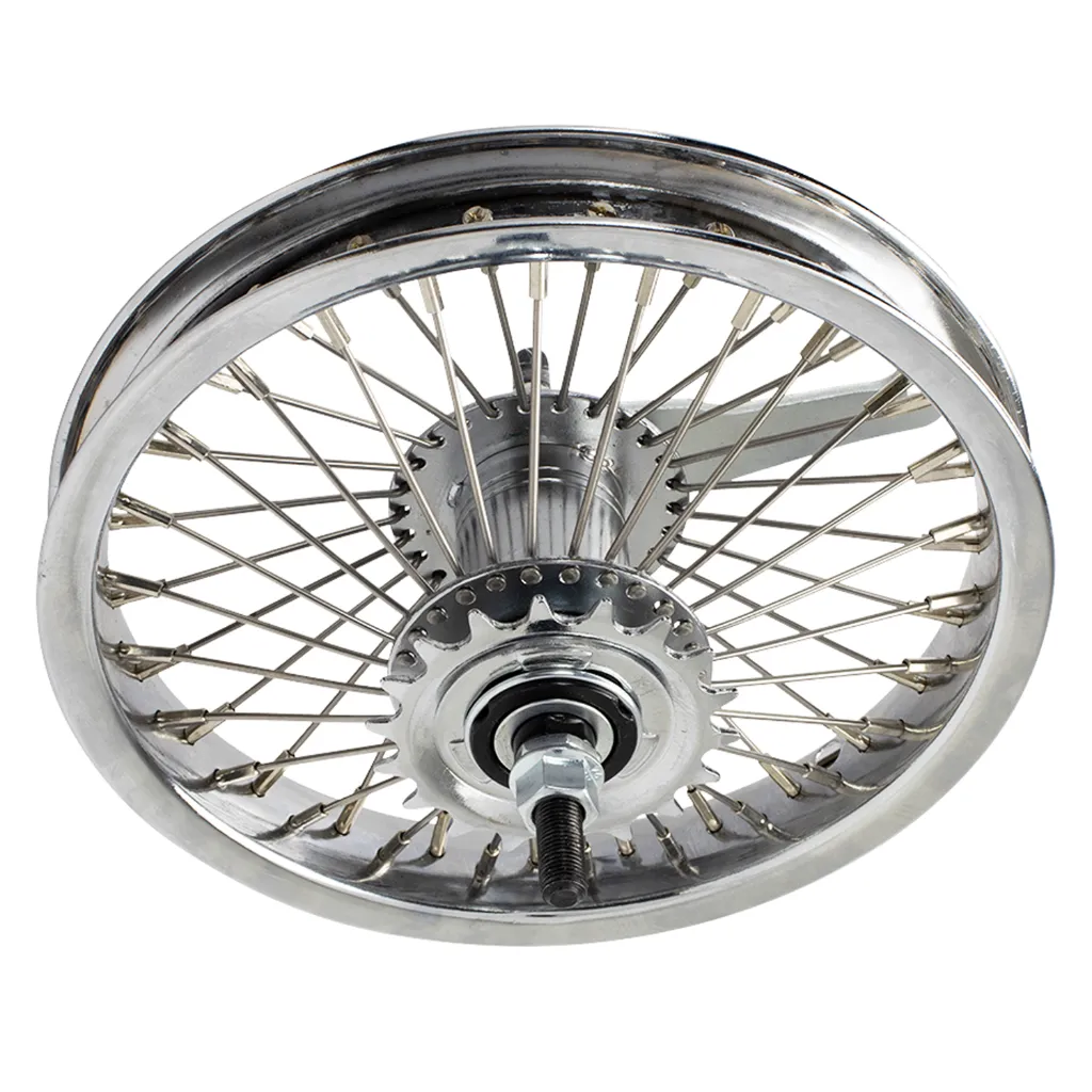 [740137] Wheel 12" 52 Spoke Coaster Steel Chrome (Single Wall, 14g Stainless Spokes, 3/8" Axle)