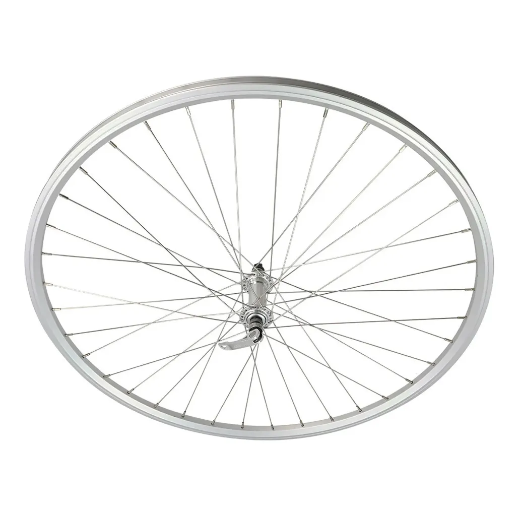 Wheel 700c 36 Spoke Front Alloy Silver (Double Wall, 14g Stainless Spokes, Quick Release 3/8" Axle)