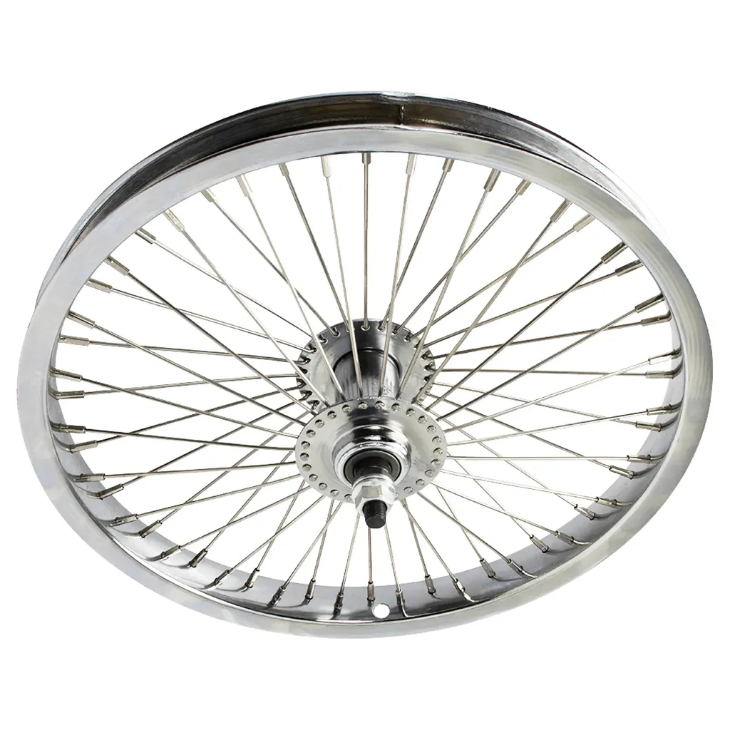 [742152] Wheel 16" 52 Spoke Front Steel Chrome (Single Wall, 14g Stainless Spokes, 3/8" Axle)