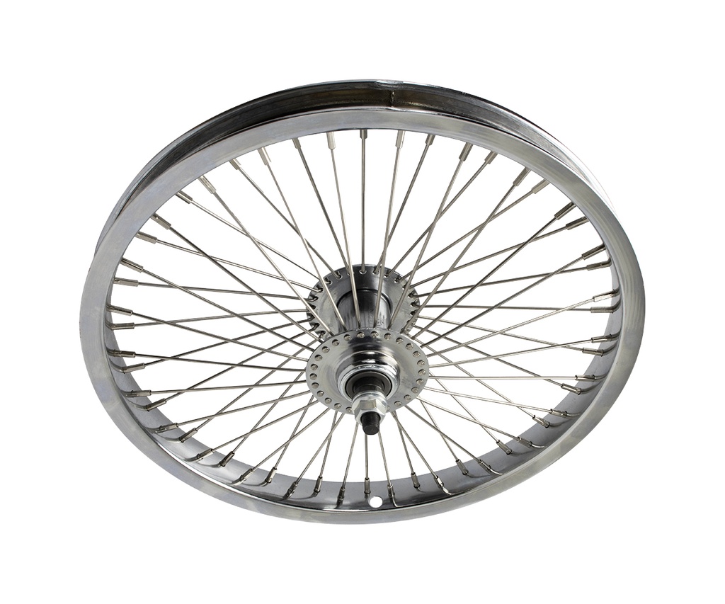 [742152] Wheel 16" 52 Spoke Front Steel Chrome (Single Wall, 14g Stainless Spokes, 3/8" Axle)