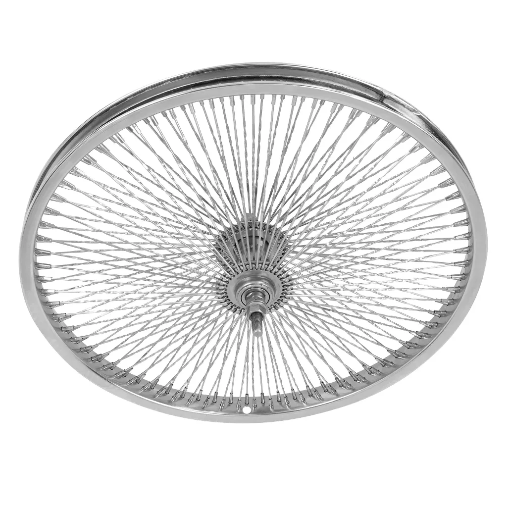 [744415] Wheel 20" 144 Spoke Twisted Front Steel Chrome (Single Wall, 14g Twisted Spokes, 3/8" Axle)