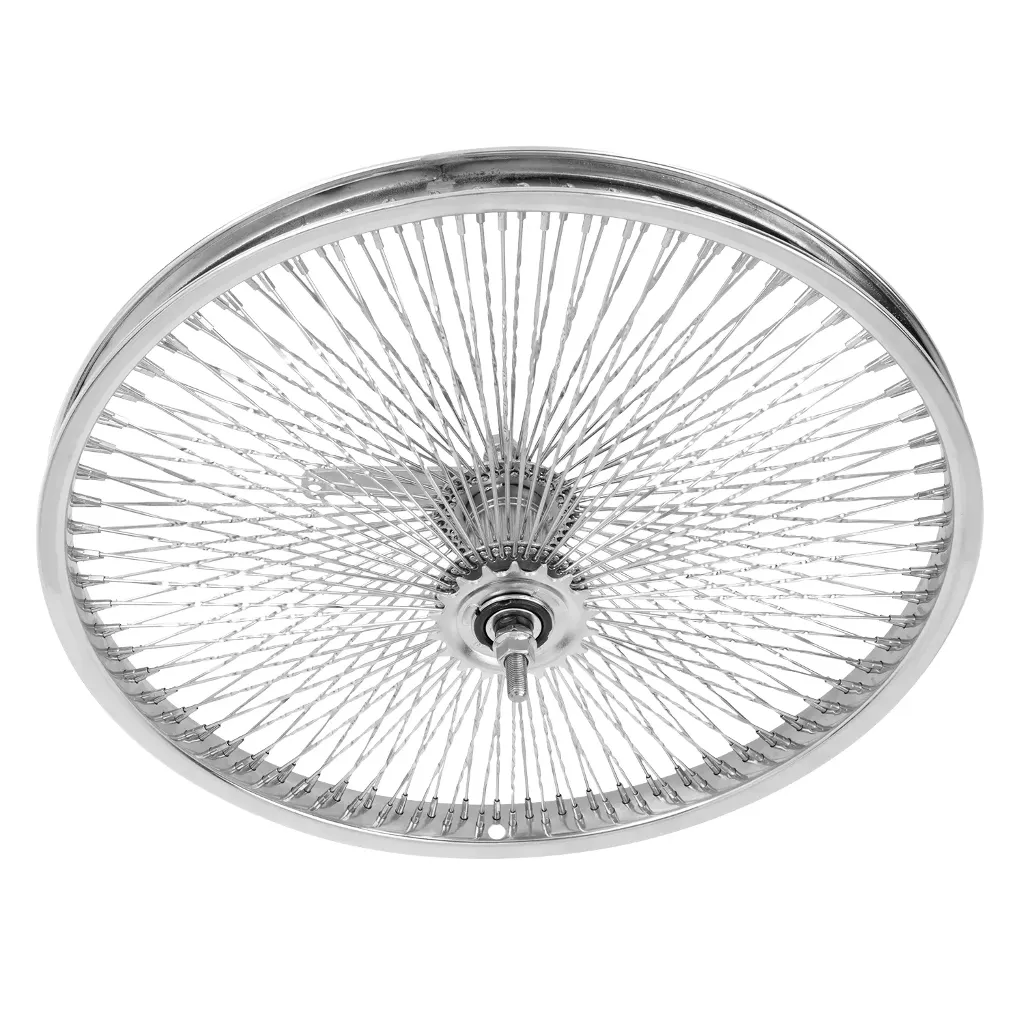 [744434] Wheel 20" 144 Spoke Twisted Coaster Steel Chrome  (Single Wall, 14g Twisted Spokes, 3/8" Axle)