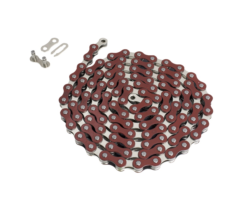 [613123] YBN Chain 1 Speed 1/2 x 1/8 112L Red/Chrome S410