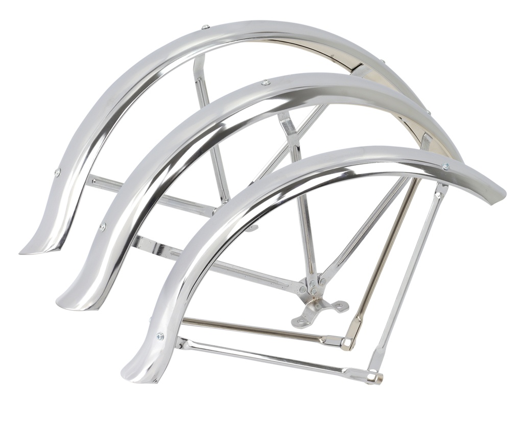[619606] 20" Trike Fender Set Flared Hollow Hub 68mm Chrome