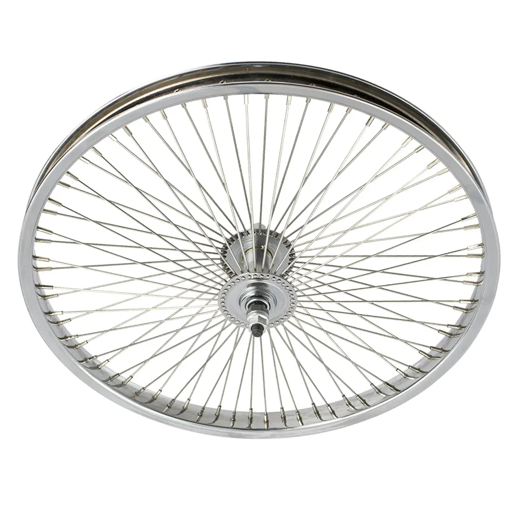 [744303] Wheel 20" 72 Spoke Front Steel Chrome (Single Wall, 14g Stainless Spokes, 3/8" Axle)