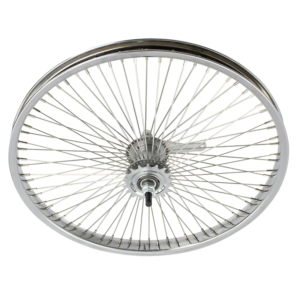 Wheel 20" 72 Spoke Coaster Steel Chrome (Single Wall, 14g Stainless Spokes, 3/8" Axle)