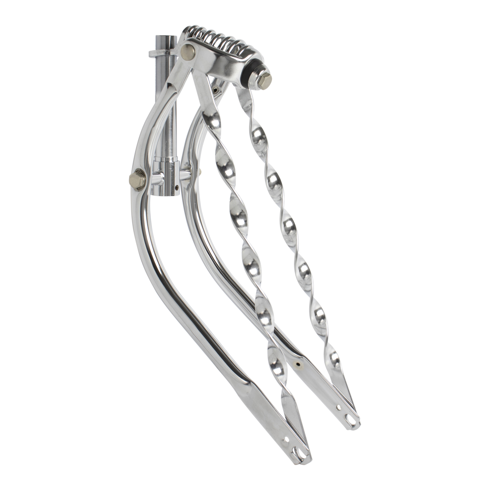 [620322] 20" Spring Fork Bent w/Flat Twisted Bars 1" Threaded Chrome