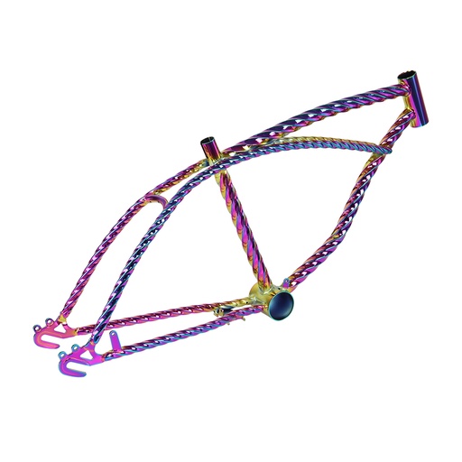 Twisted neo chrome frame inserts for lowrider bicycles